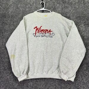 Vtg Santee Sweatshirt Mens Medium Gray Winona Figure Skating Club Fleece Logo